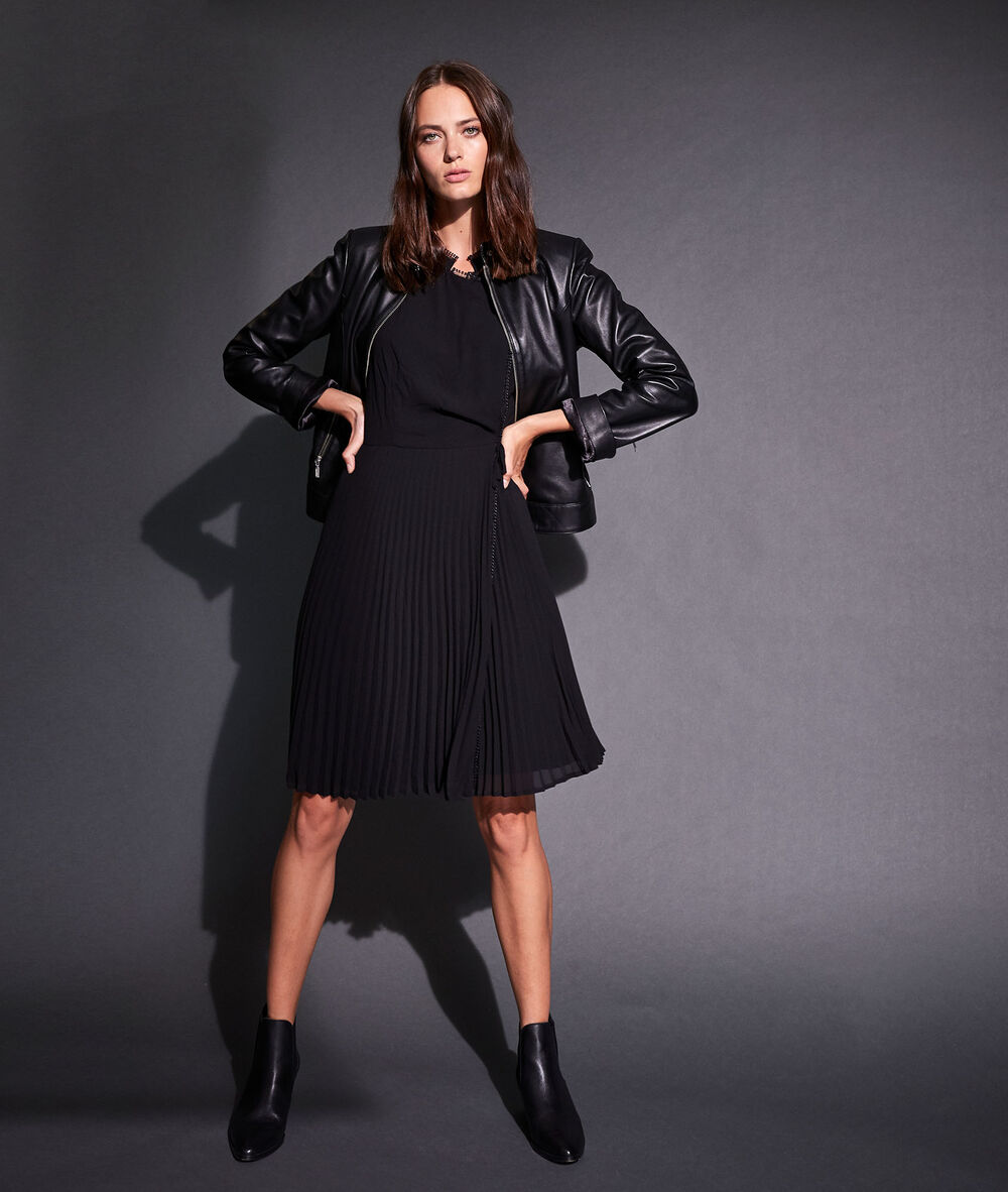 Veste en cuir tillia noir.