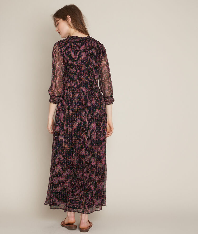 Robe longue imprimé fleuri libra noir.