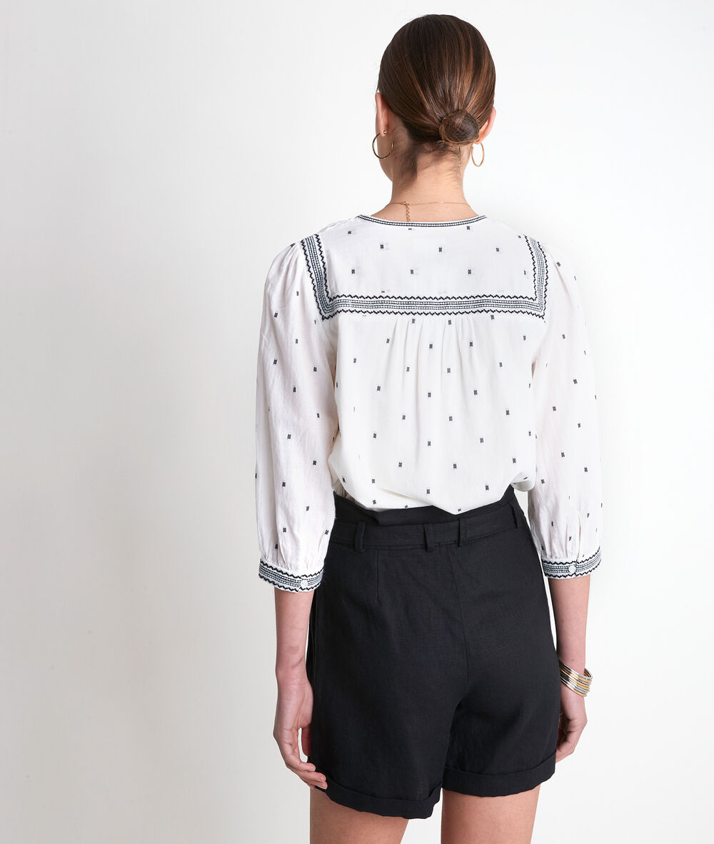 Ecrufarbene, bestickte bluse talissa ecru.