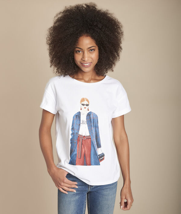 Tee-shirt blanc sérigraphié coton biologique Clarisse | 1-2-3 Tee-shirt blanc sérigraphié coton biologique Clarisse PhotoZ | 1-2-3