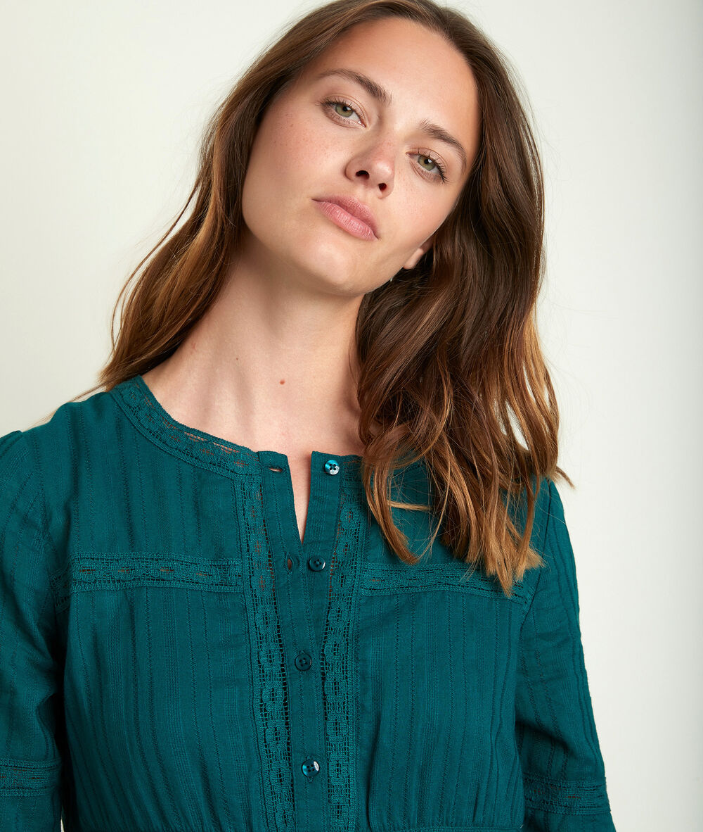 Groene jurk met kant corelia cypres.