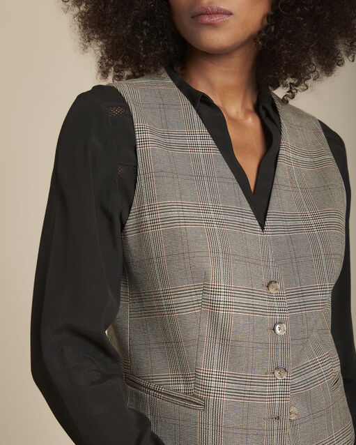 Gilet jacquard prince de galles basile caramel.