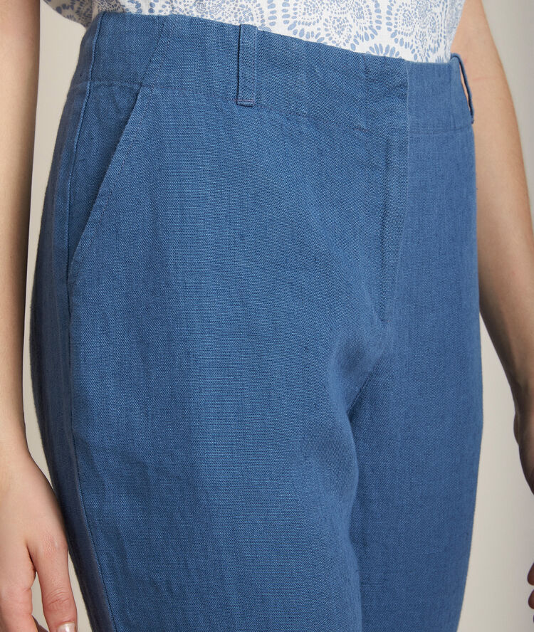 Pantalon chino en lin indigo ignacio canard clair.