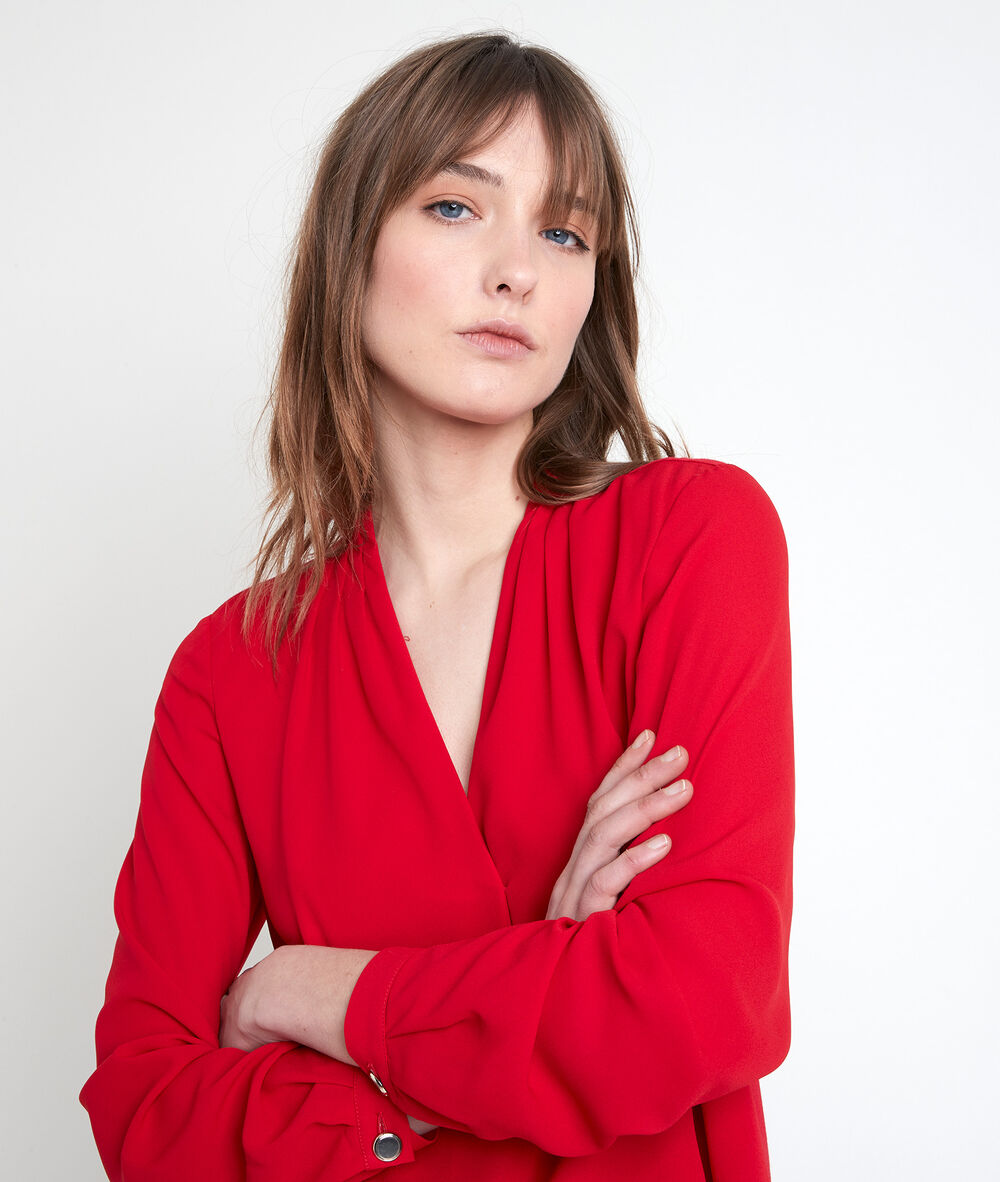 Blouse bimatière rouge davina rouge.