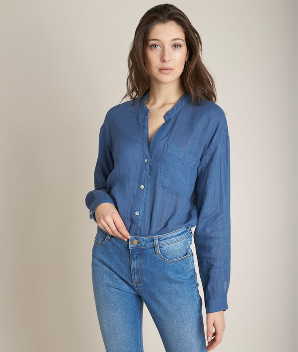 Chemise en lin indigo Emeline | 1-2-3 Chemise en lin indigo Emeline PhotoZ | 1-2-3