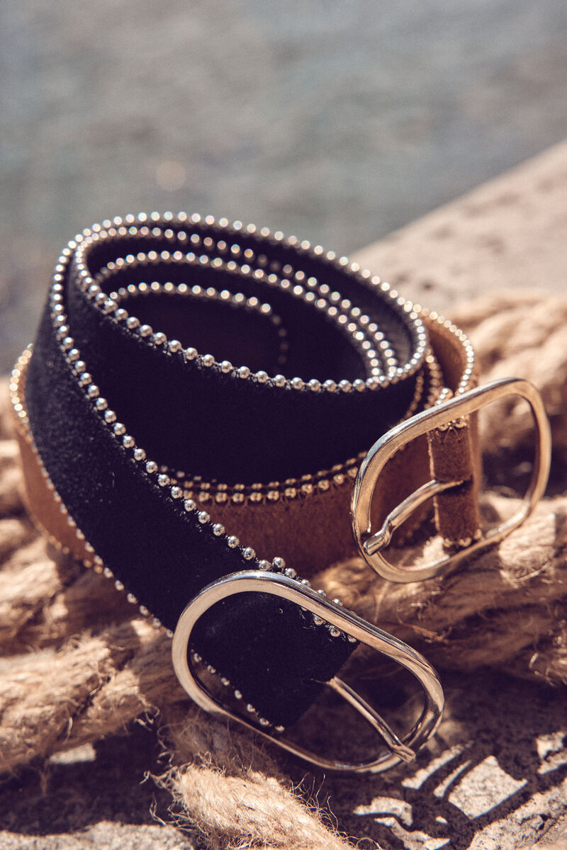 Zwarte lederen riem met studs Jasmine | 1-2-3 Zwarte lederen riem met studs Jasmine PhotoZ | 1-2-3