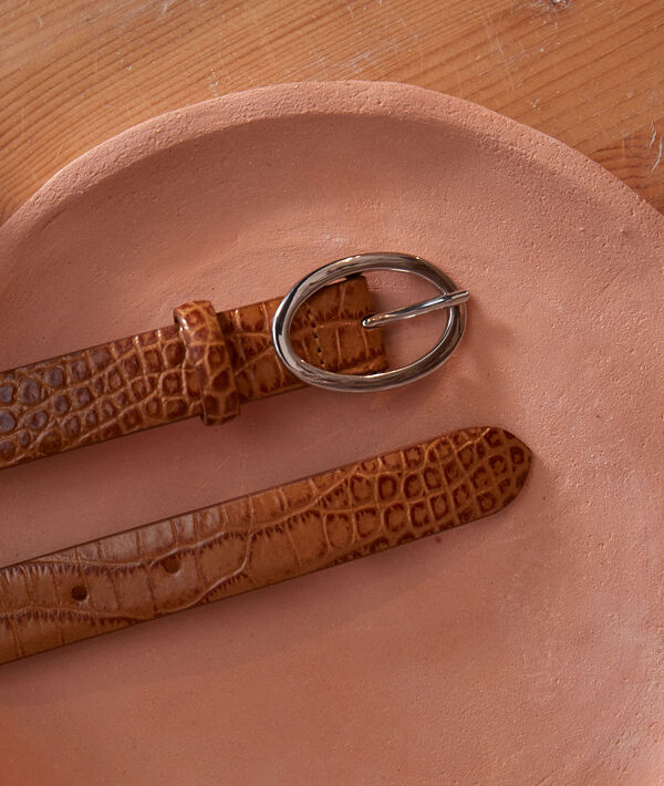 Ceinture en cuir croco havane Erika | 1-2-3 Ceinture en cuir croco havane Erika PhotoZ | 1-2-3