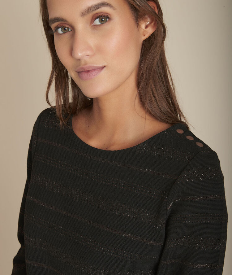 Tee-shirt rayé en lurex charmant noir.