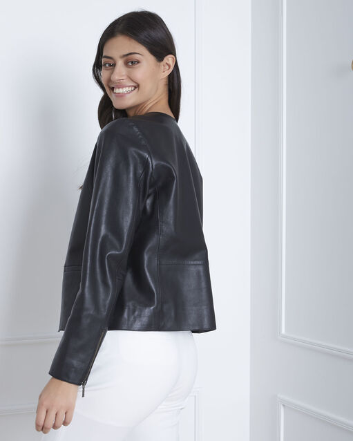 Veste noire cuir thea noir.