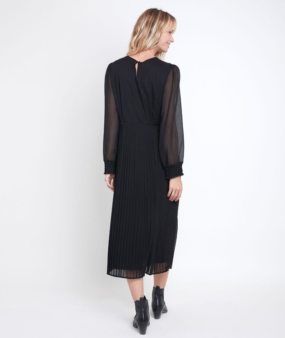 Robe portefeuille plissée caresse noir.