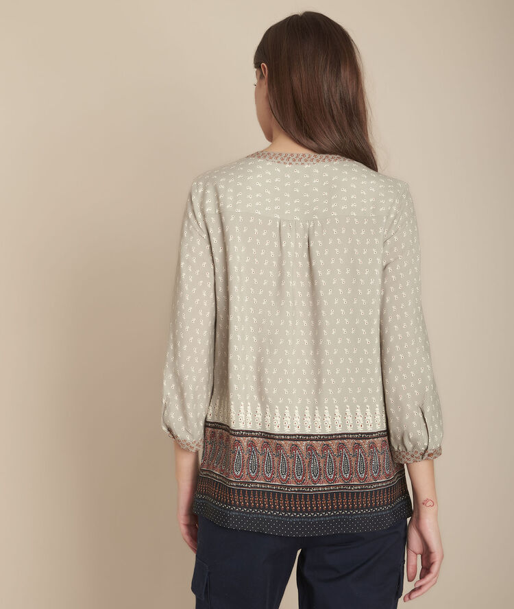 Blouse imprimée miola caramel.