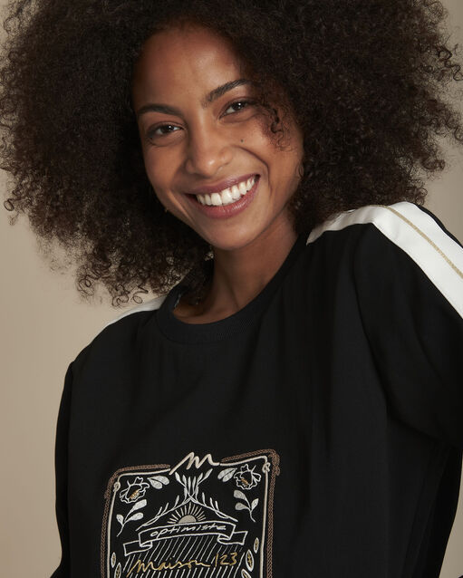 Sweat brod&eacute; mak noir.