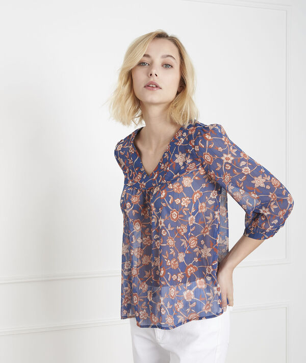 Blouse bleue imprimée Vagues | 1-2-3 Blouse bleue imprimée Vagues PhotoZ | 1-2-3
