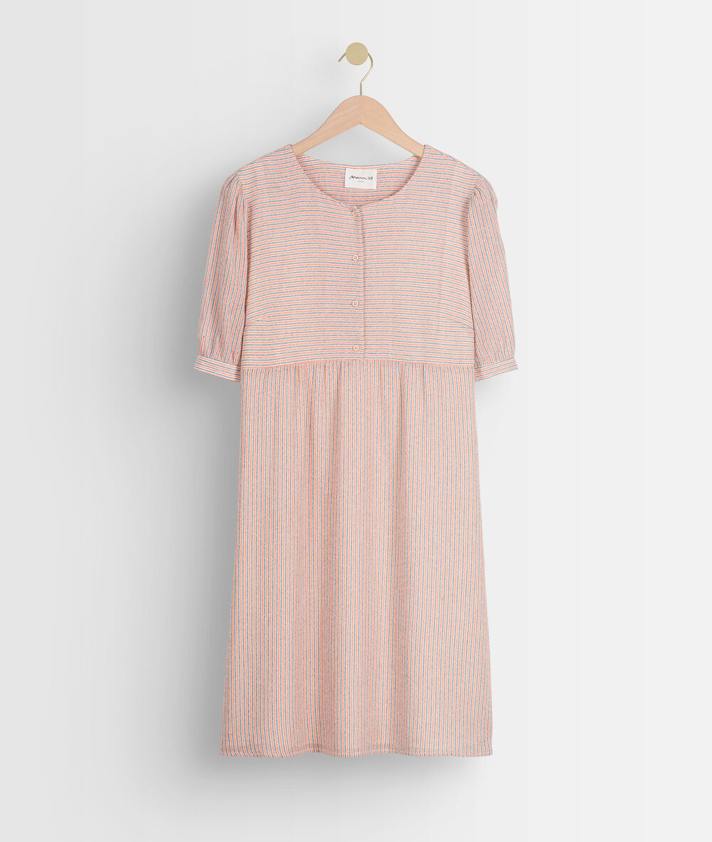 Robe rayée rose louve blush.