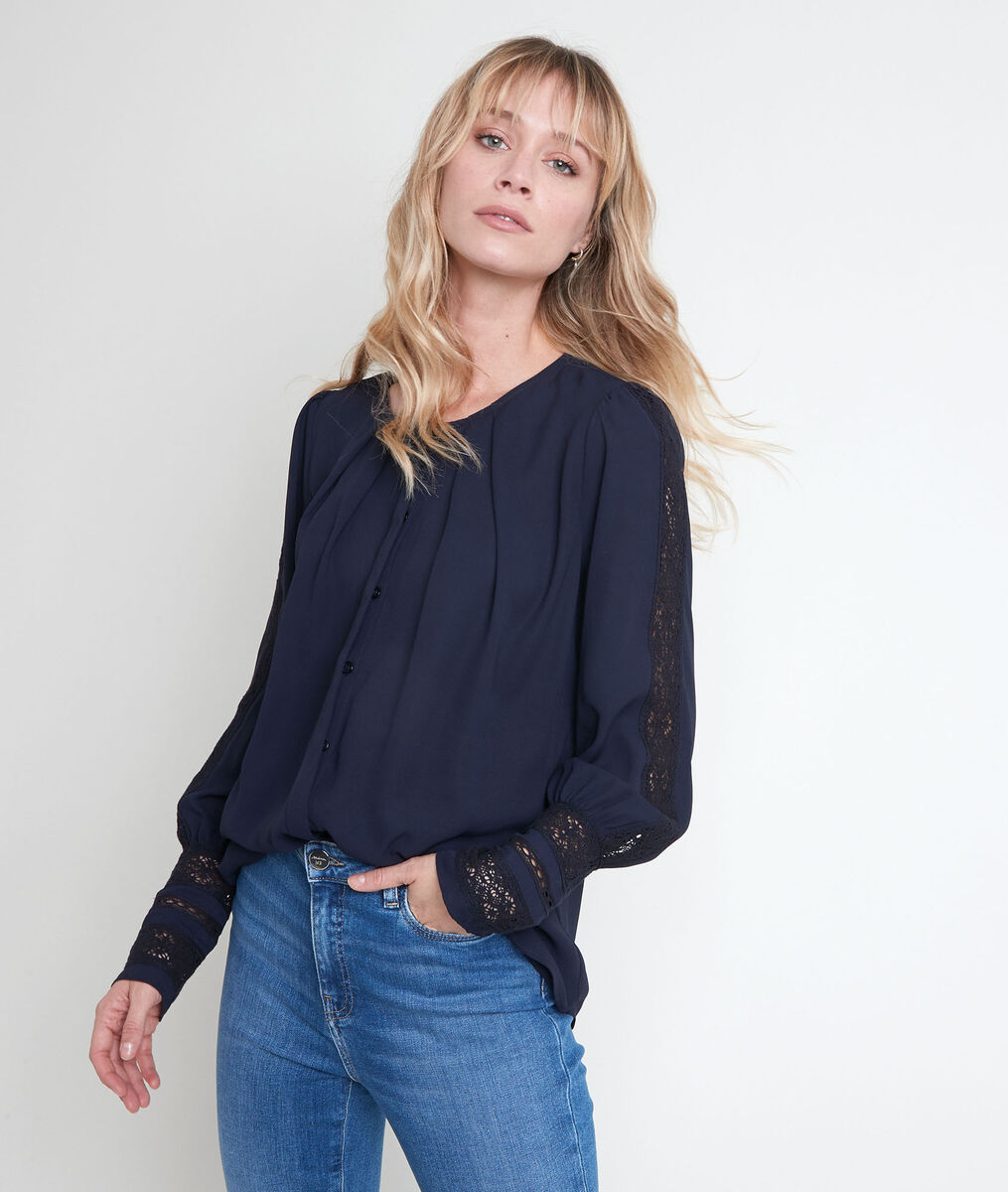 Blouse marine dentelle Jabi | 1-2-3 Blouse marine dentelle Jabi PhotoZ | 1-2-3