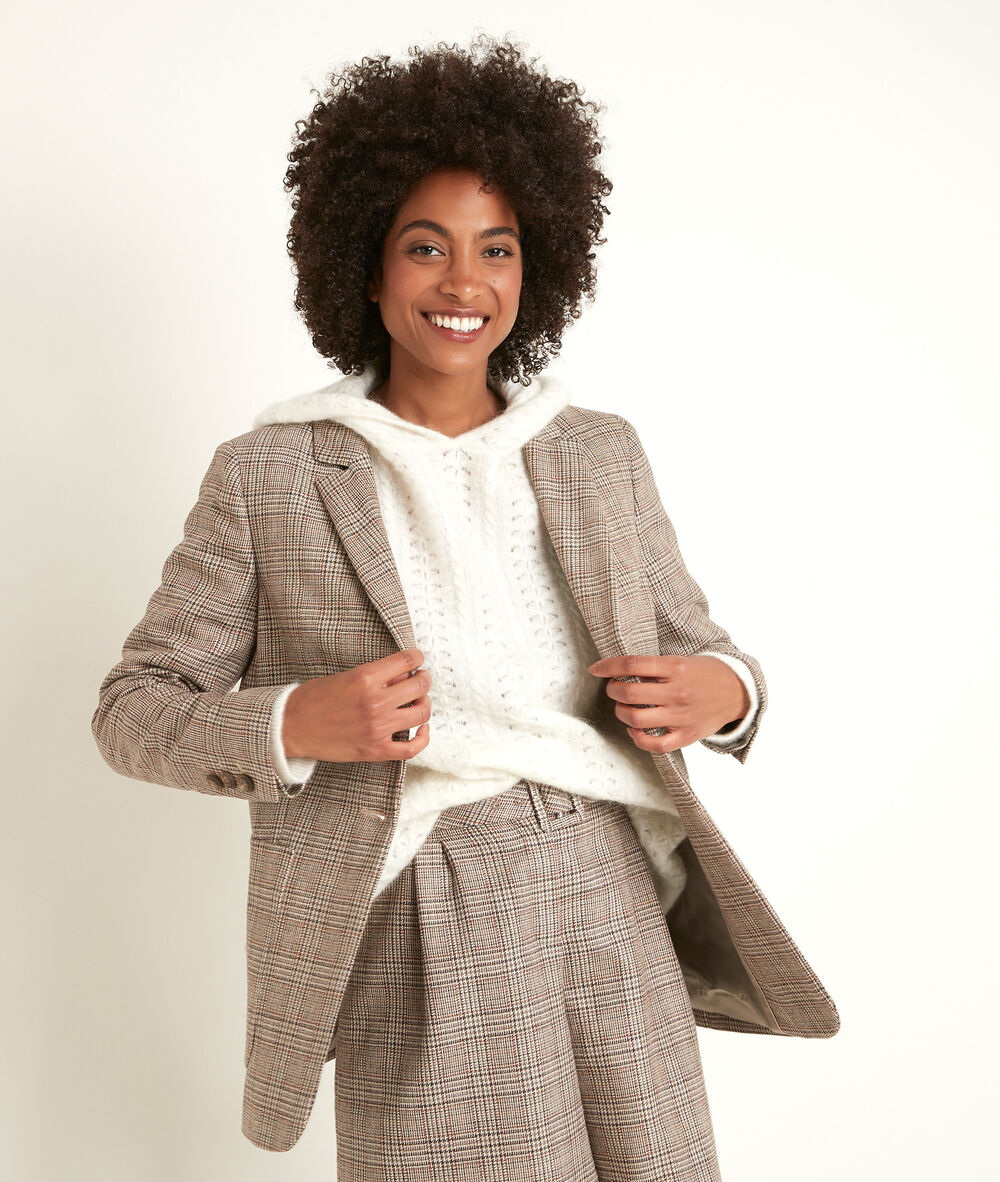Veste à carreaux lurex thelma camel clair.