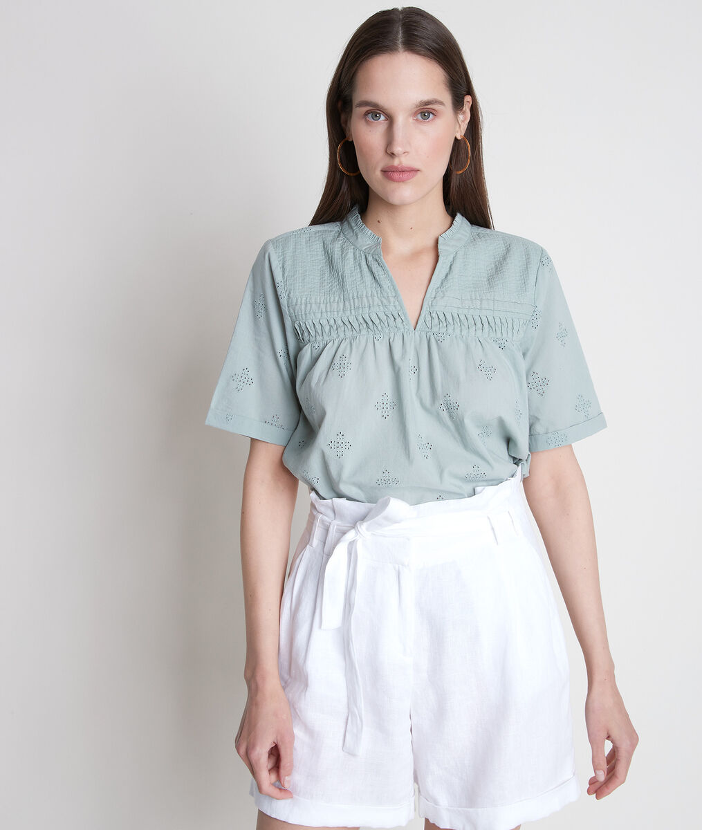 Blouse en coton biologique brodée col V Tobias | 1-2-3 Blouse en coton biologique brodée col V Tobias PhotoZ | 1-2-3