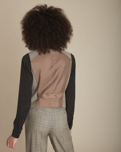 Gilet jacquard prince de galles basile caramel.