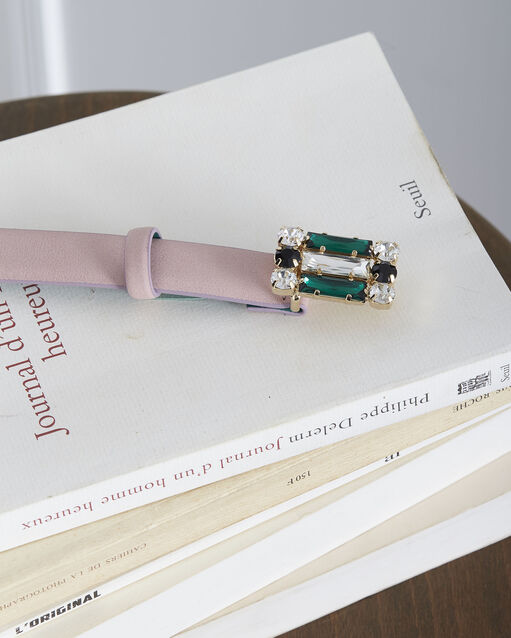 Ceinture rose pâle en cuir boucle fantaisie kristen poudre.