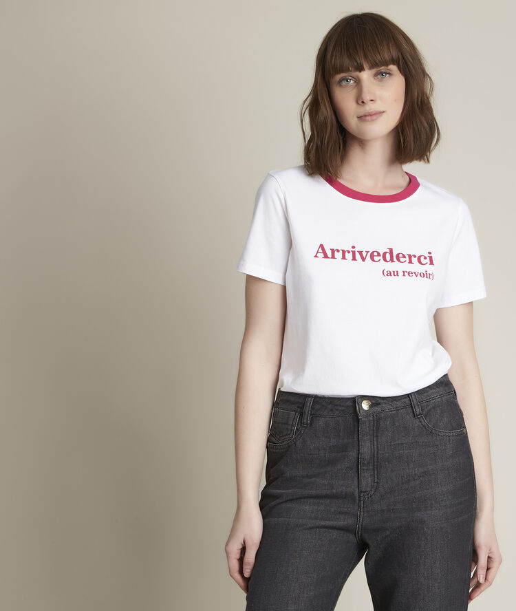 T-shirt met zeefdruk rivale licht fuchsia.