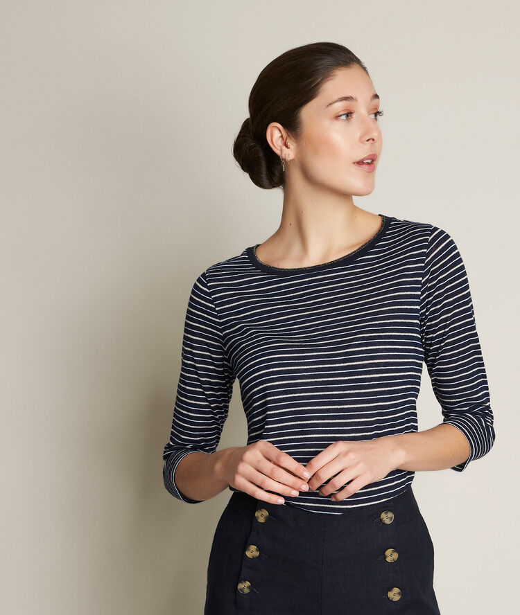 Top met lurexstrepen riviere violet.