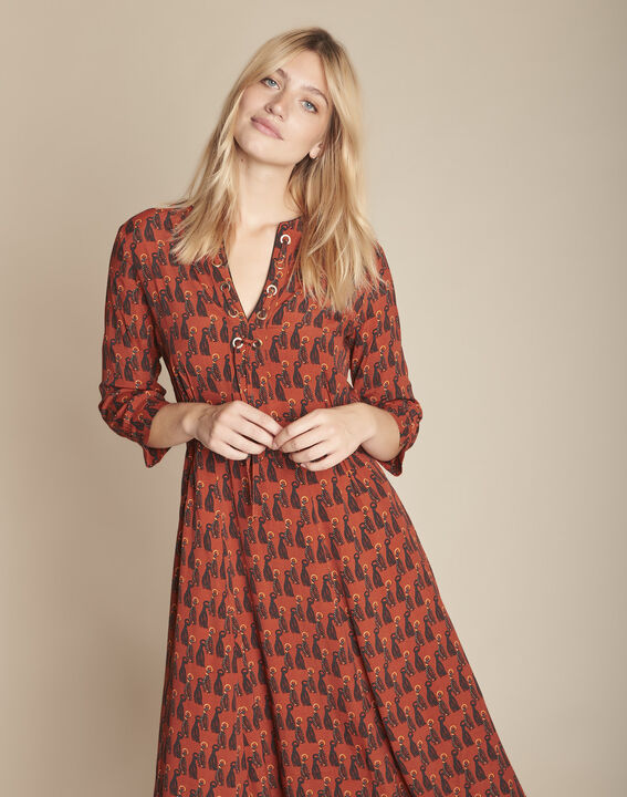 Robe acajou imprimée Ivita | 1-2-3 Robe acajou imprimée Ivita PhotoZ | 1-2-3