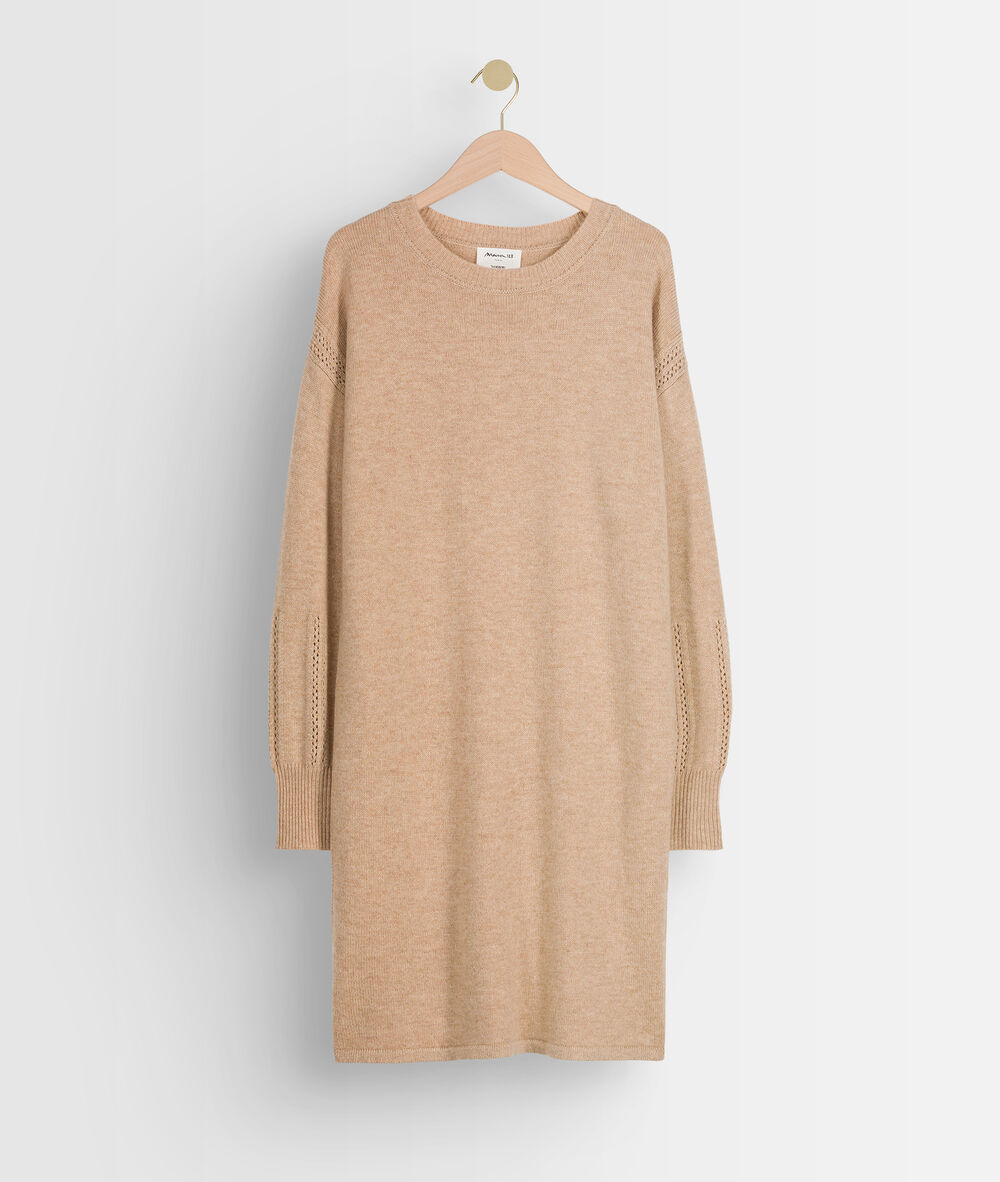 Beige trui-jurk van wol tabata camel clair.