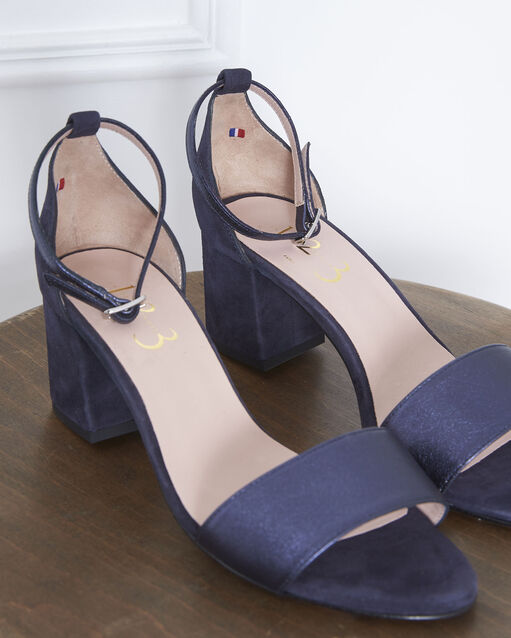 Sandales ouvertes bleues en cuir khloe marine.