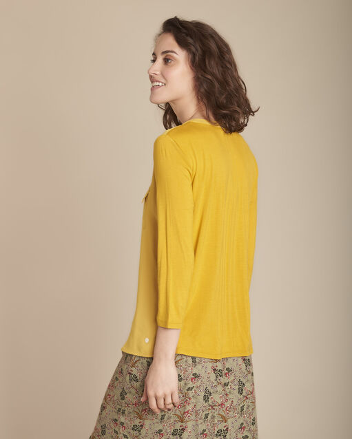 Blouse anis bimatière col v genna anis.