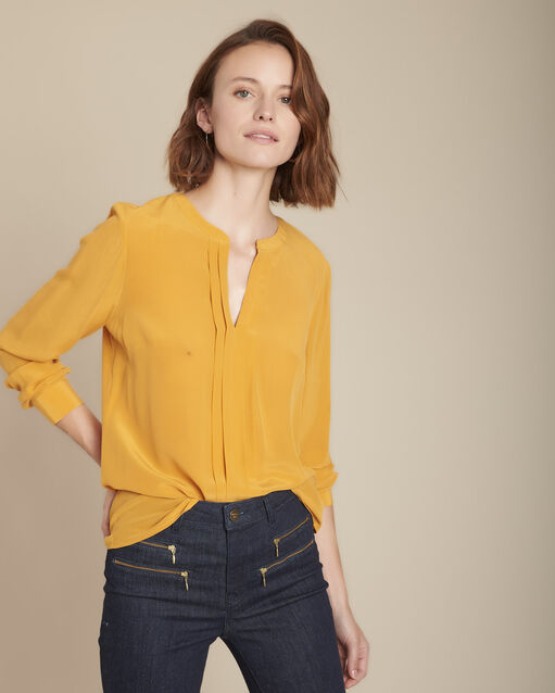 Bernsteinfarbene Seidenbluse Manel (1) - Maison 123