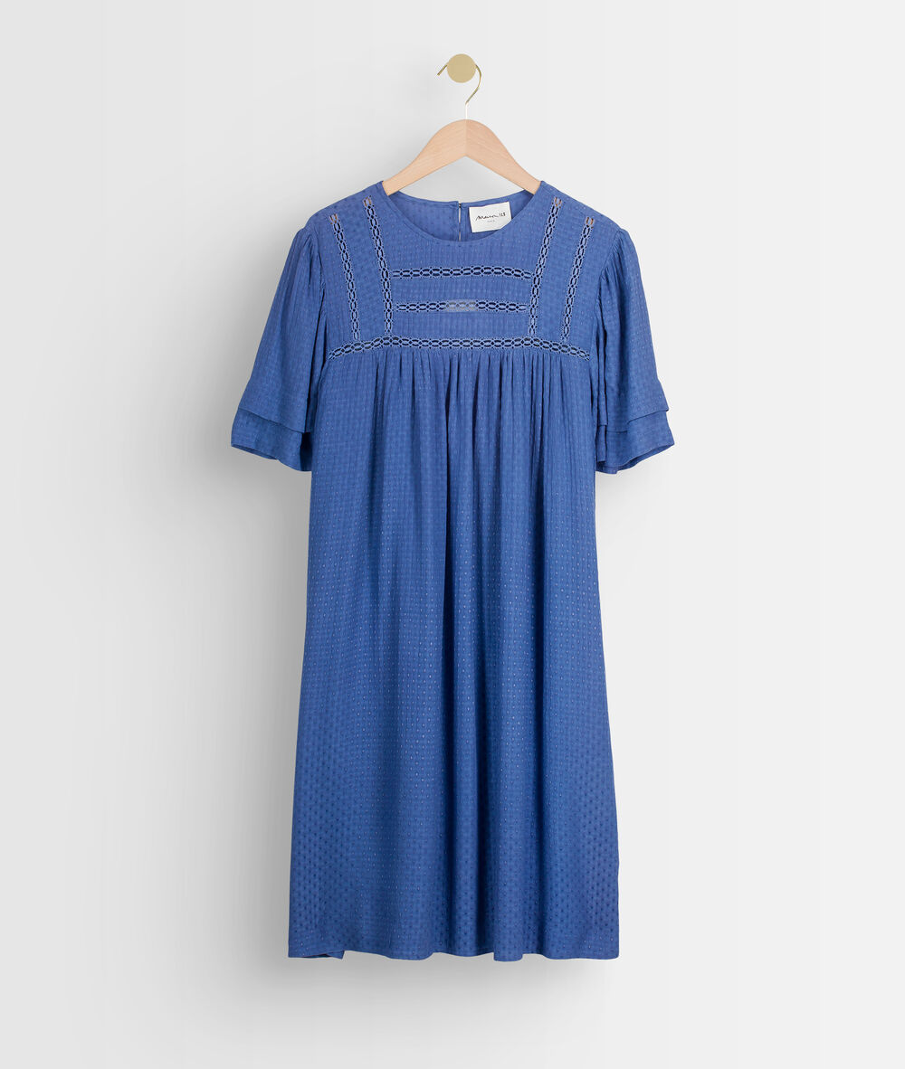 Robe ample avec dentelle bleue sarah denim brut.