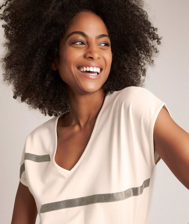 Tee-shirt imprim&eacute; rimelle havane.