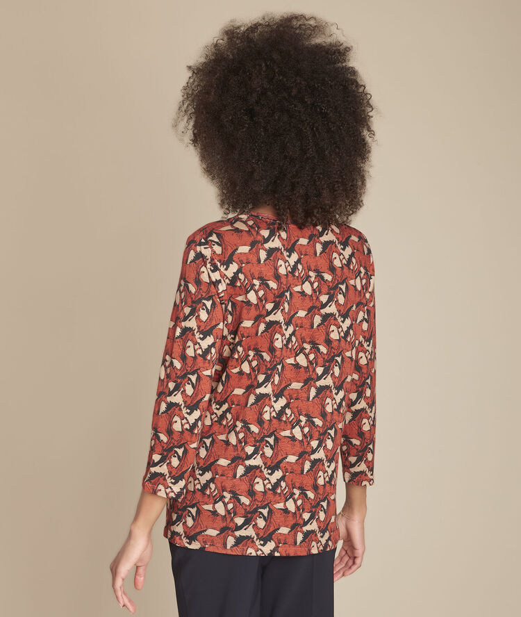 Tee-shirt acajou imprimé en lin charlie caramel.