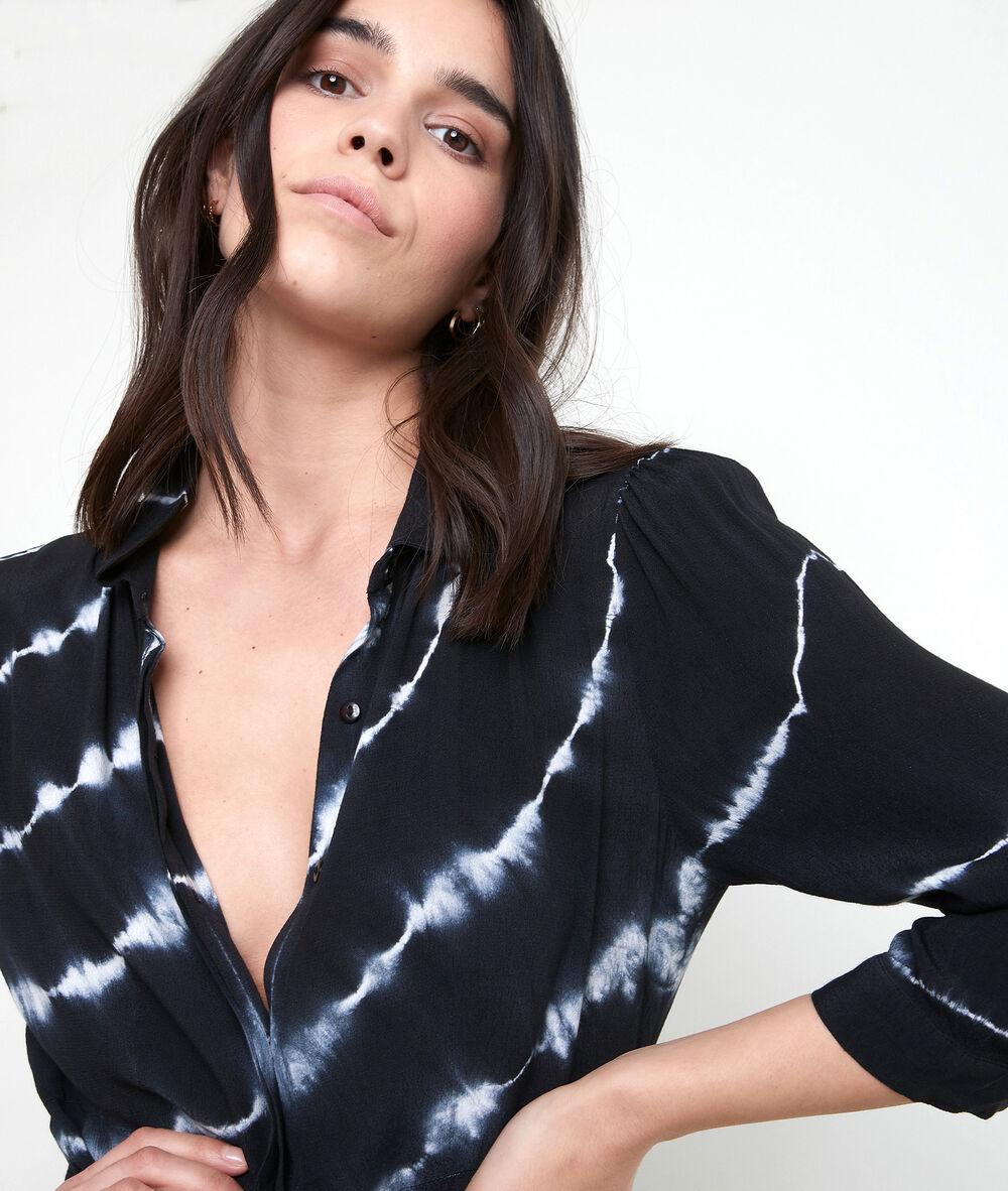 Robe chemise longue imprimée laurice noir.