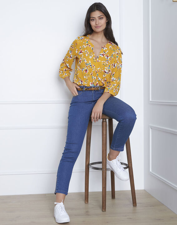 Blouse jaune imprimé Vigue | 1-2-3 Blouse jaune imprimé Vigue PhotoZ | 1-2-3