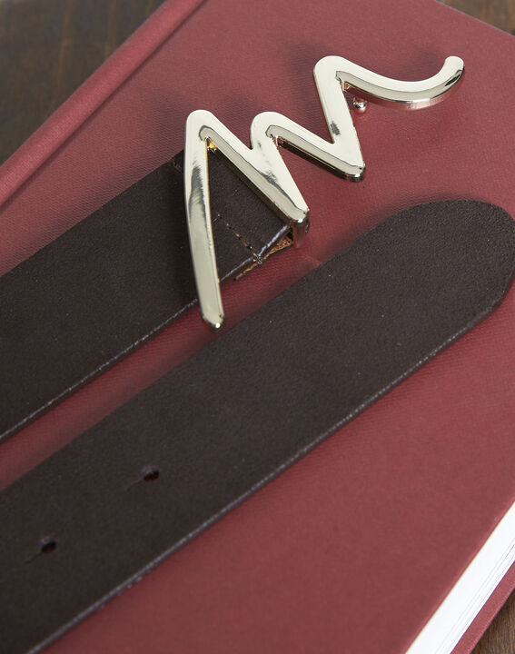 Ceinture en cuir marron avec boucle M Aelters | 1-2-3 Ceinture en cuir marron avec boucle M Aelters PhotoZ | 1-2-3