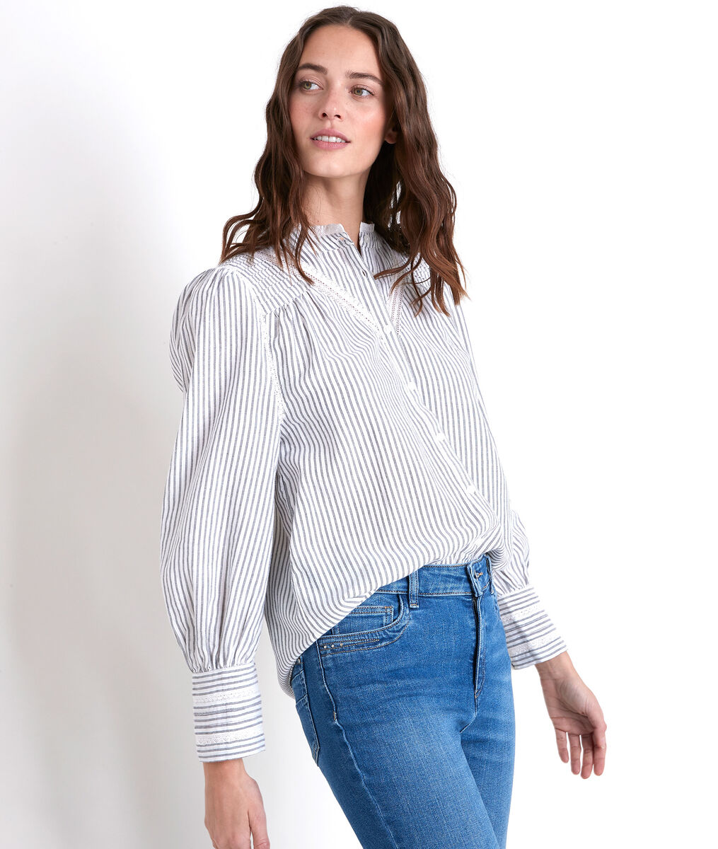Blouse brodée rayée Johana | 1-2-3 Blouse brodée rayée Johana PhotoZ | 1-2-3