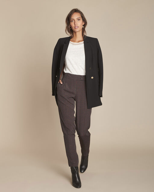 Ecrufarbenes T-Shirt aus Leinen mit verziertem Halsausschnitt Panette (2) - Maison 123