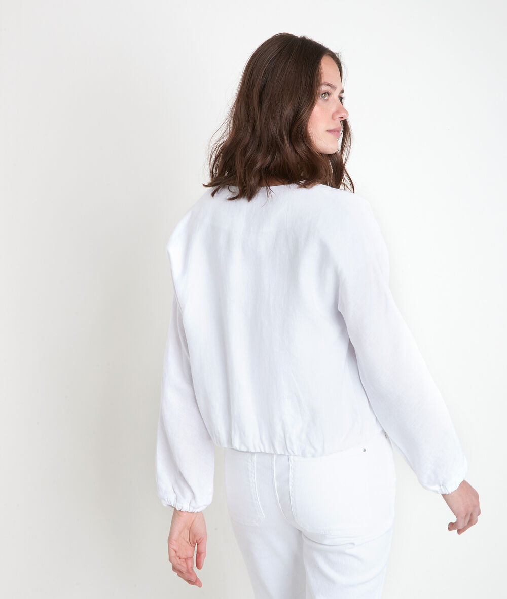 Veste courte en lin blanc taya blanc.