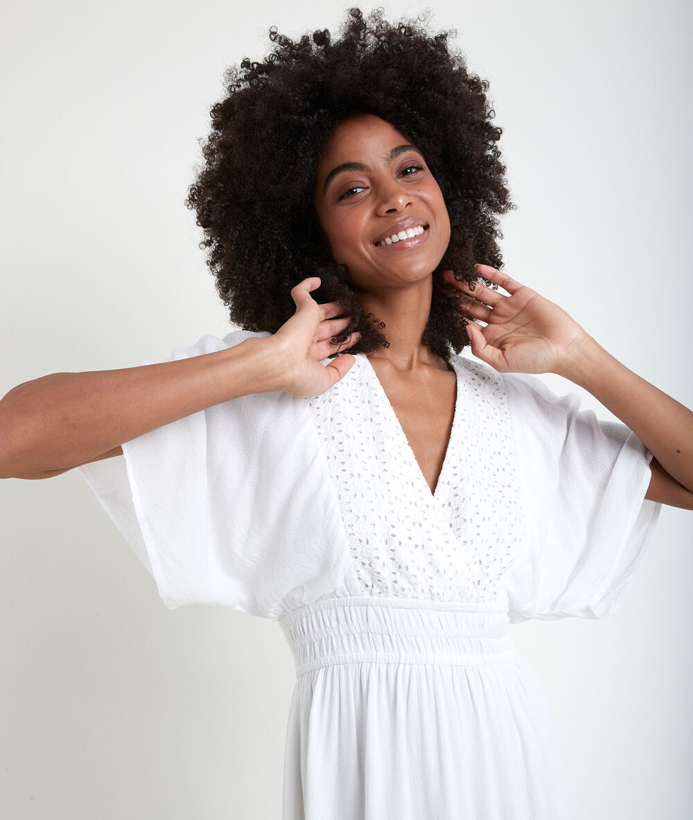 Robe écrue brodée lauretta ecru.