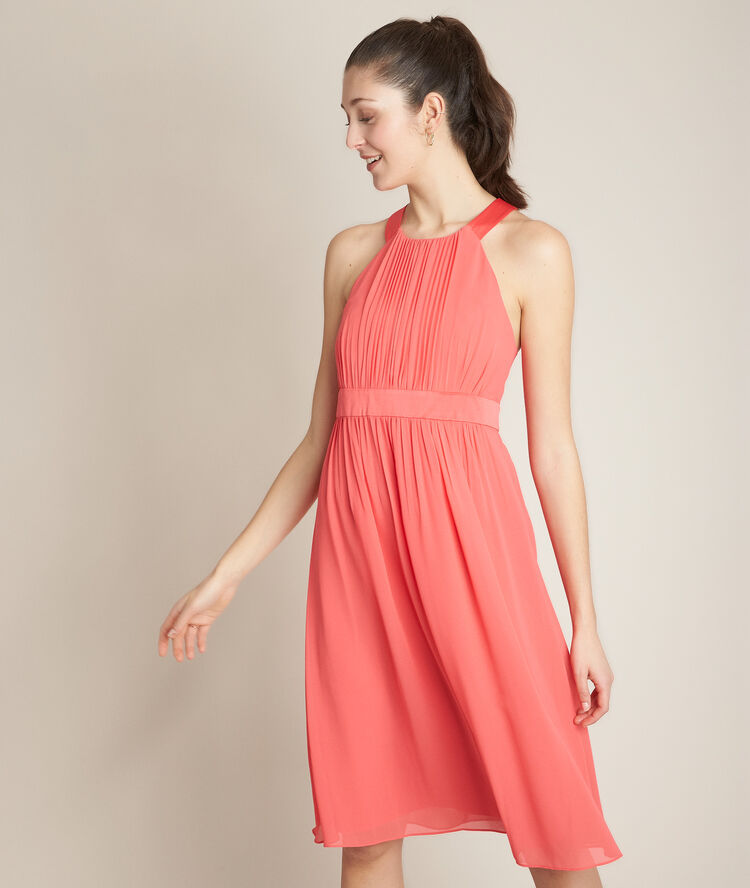 Robe en polyester recyl&eacute; onylle corail.