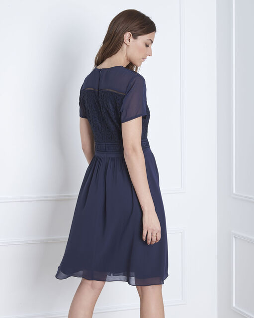 Robe marine dentelle bimatière herica marine.