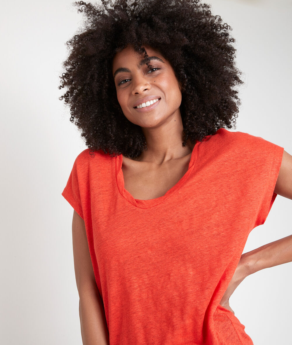 Tee-shirt en lin biologique corail icool corail.