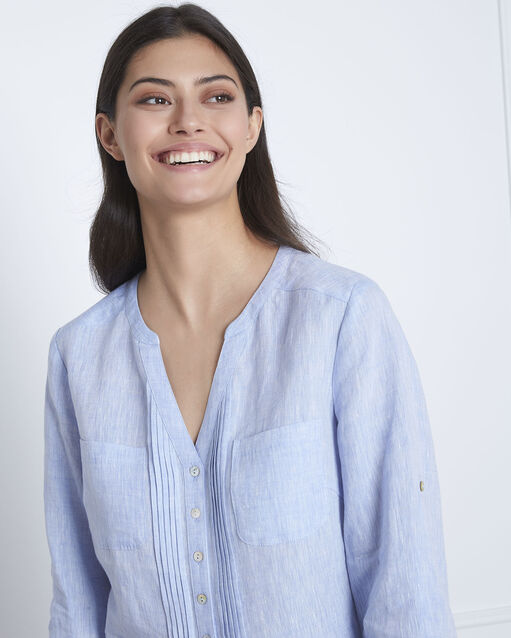 Blouse bleu ciel en lin roma bleu ciel.