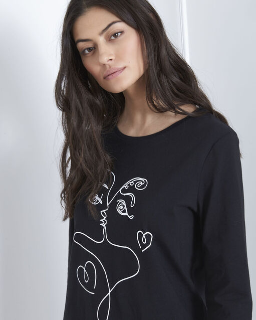 Tee-shirt noir imprimé parole noir.