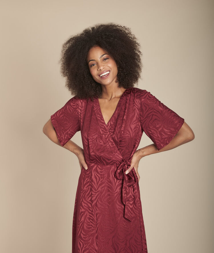 Rode, soepele jurk van jacquard met wikkeleffect roda bordeaux.