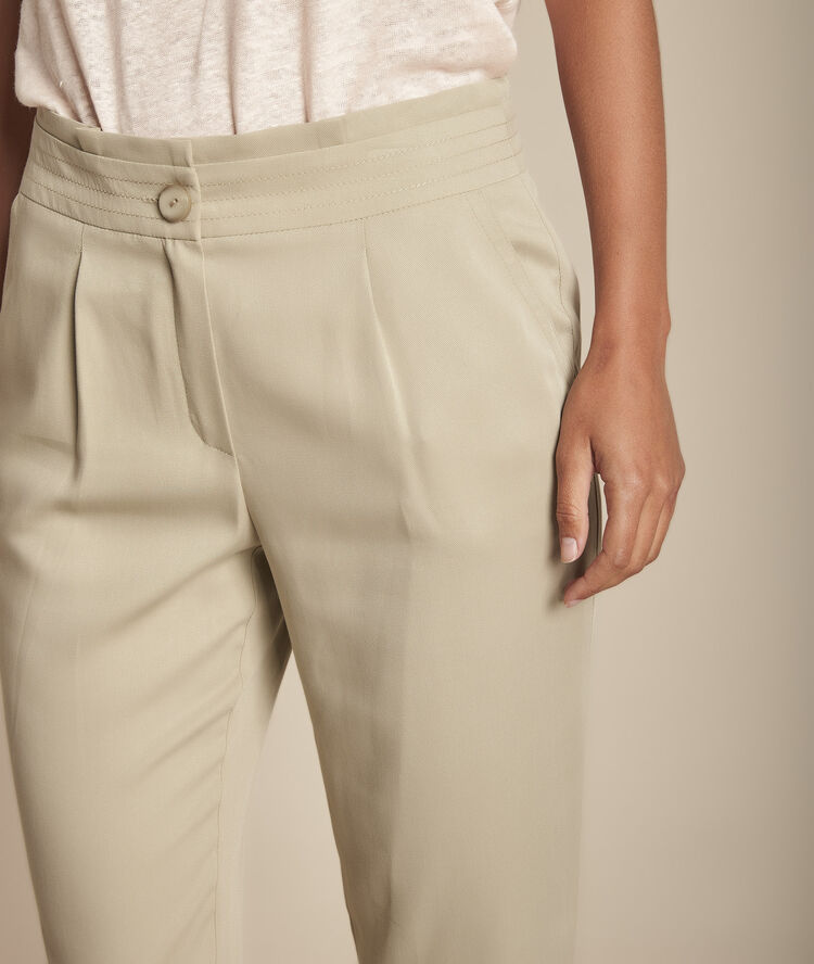 Pantalon argile cigarette elfe jaune pale.