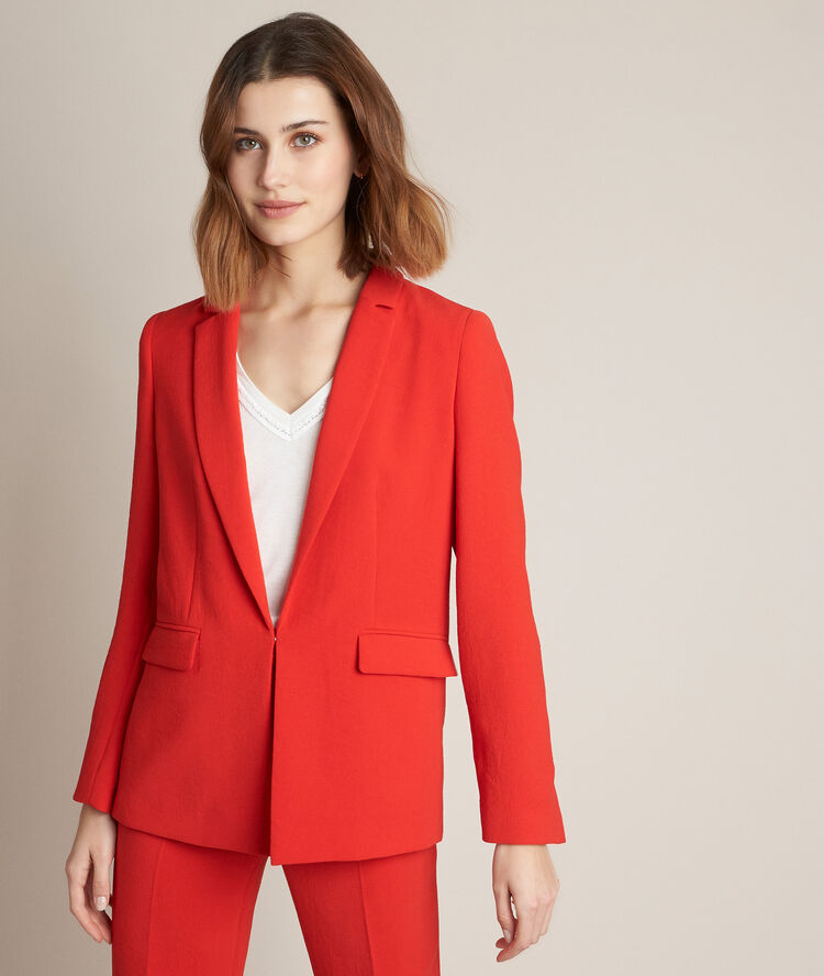 Veste en cr&ecirc;pe rouge lisa coquelicot.