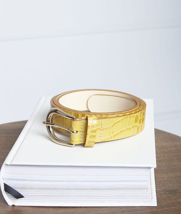 Ceinture en cuir effet croco safran Karine | 1-2-3 Ceinture en cuir effet croco safran Karine PhotoZ | 1-2-3