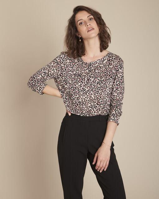 Tee-shirt imprim&eacute; peau de b&ecirc;te charlie ecru.